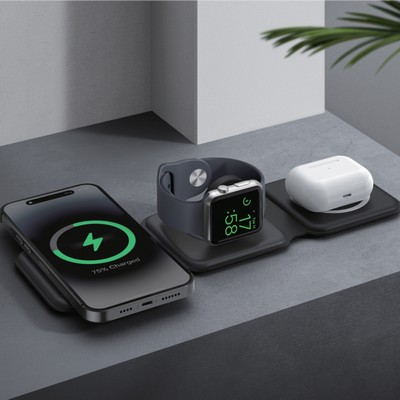 Trio Pro - 3-In-1 Travel Charger With Case - Black