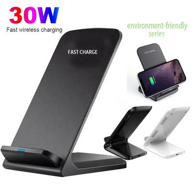 Fast Charging Dual 2 Coils 30W Wireless Charger Station Stand for Iphone
