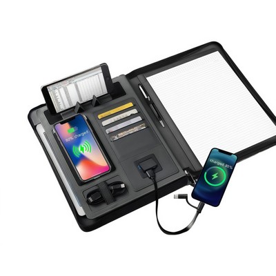 Tech Portfolio with Power Bank and Wireless Charger